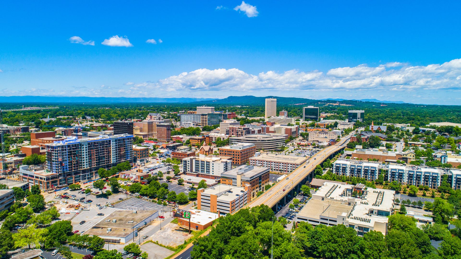 Downtown Greenville SC Aerial from Church Street.